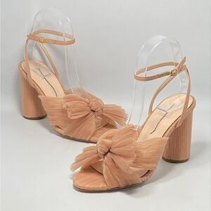 Loeffler Randall Camellia Beaty Pleated Bow Heel Sandals size 6